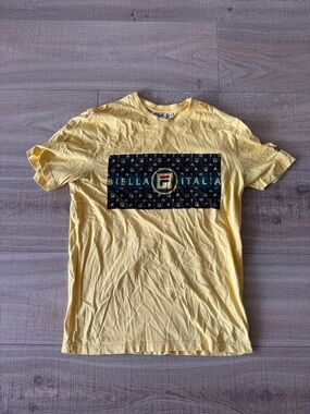 Fila Men’s Yellow Biella Italia Logo Graphic T-Shirt